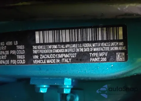 2021 Jeep Renegade Limited 4X4 from USA, damaged, VIN ZACNJDD13MPM47027